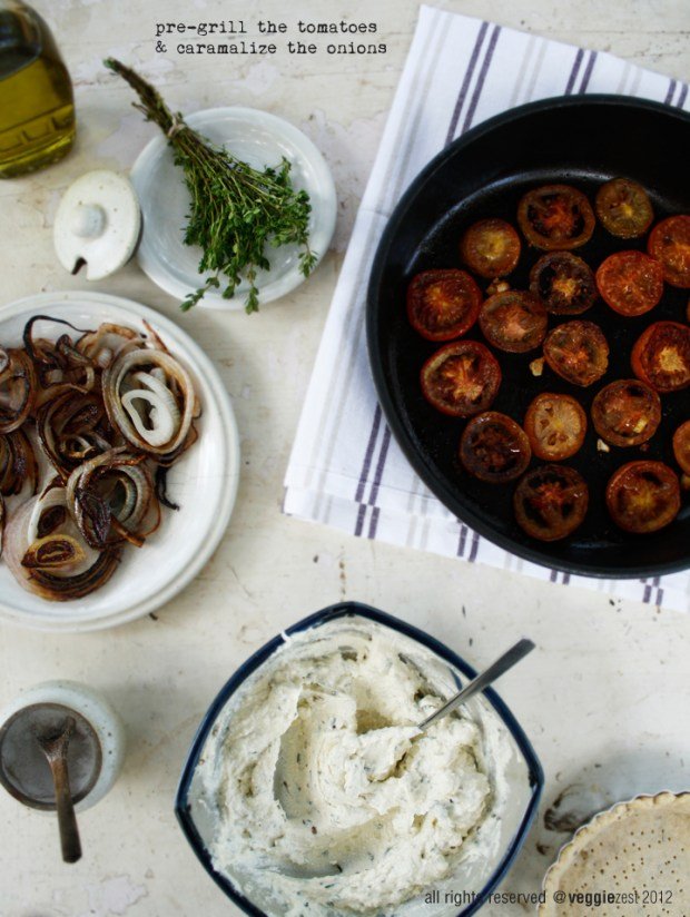 Tomato Onion & Ricotta Tart