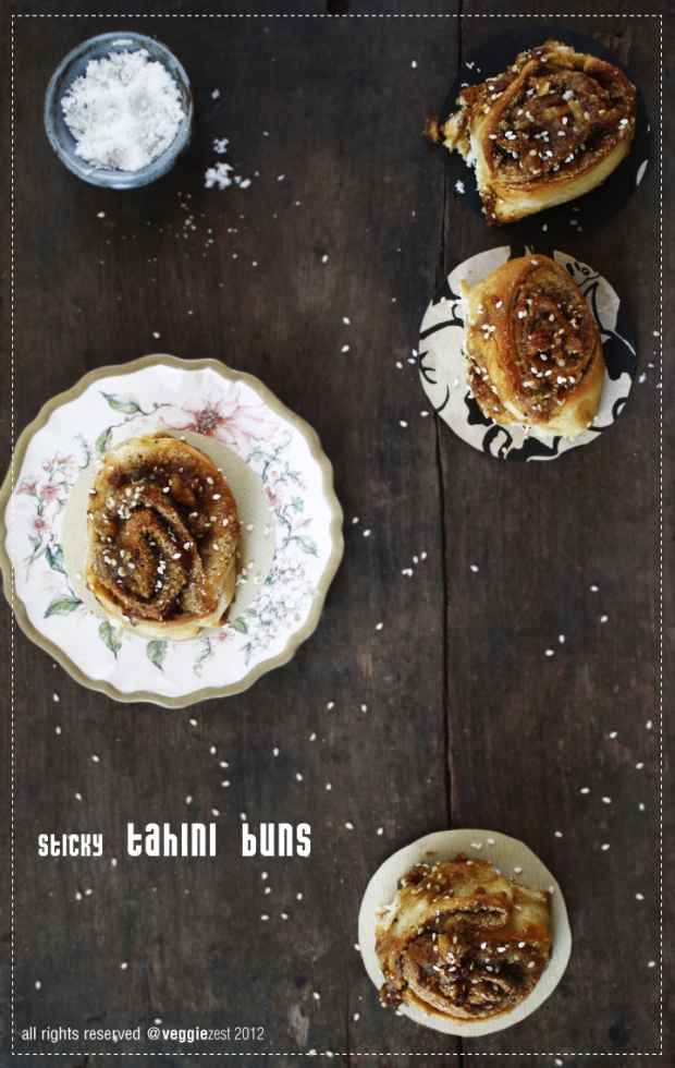 sticky tahini buns