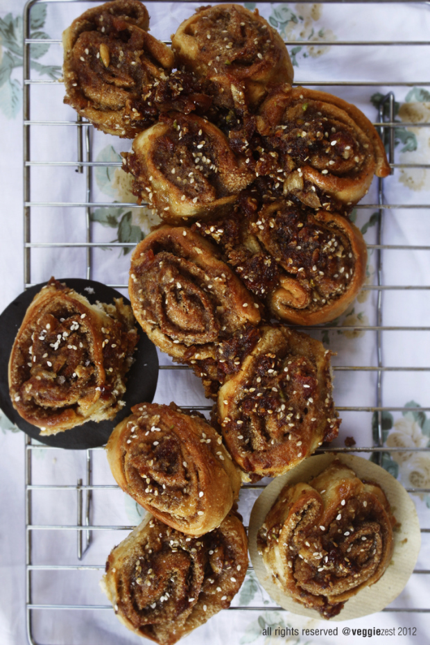 sticky tahini buns