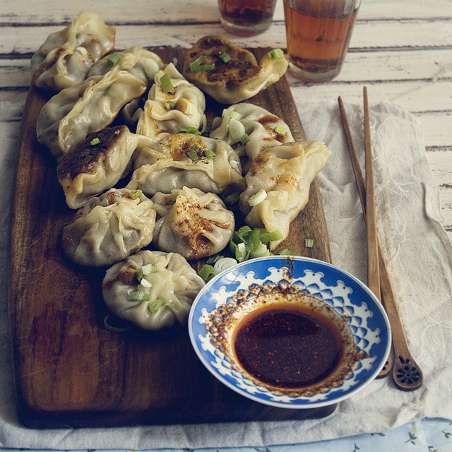 Three mushroom potstickers...once you make these at home - you wont go back to ordering it at a restaurant. Recipe now on blog (link in profile). #veggiezest #potstickers #dumplings #foodphotography #vscocam